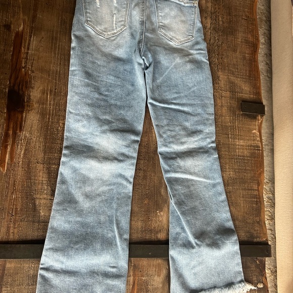 Risen High rise cropped frayed Distressed Light Blue Jeans Sz 25 - Picture 2 of 3